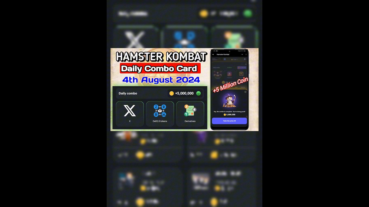 4th August 2024  HAMSTER KOMBAT Combo Card | Today Hamster 3 Combo Card 🤑💯