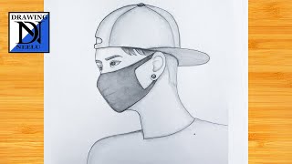 How to Draw a Boy with Mask | Very easy pencil drawing | Simple drawing tutorial | Boy drawing easy