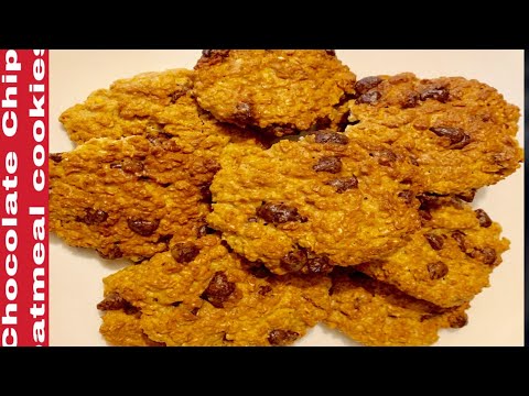 How to make Healthy Chocolate Chip oatmeal cookies 🍪//চকলেট চিপ ওটমিল কুকিজ রেসিপি