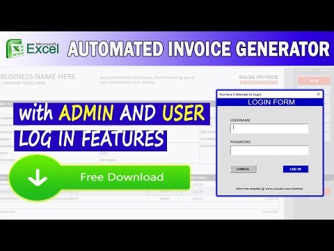 EXCEL Automated Invoice Generator w/ Invoice System + Login Features