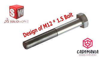 Creating an M12*1.5 Bolt from Scratch: A SolidWorks Tutorial #cad #mechanical #shorts