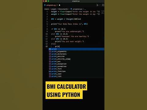 Python program to create bmi calculator #shorts #coding #programming ...