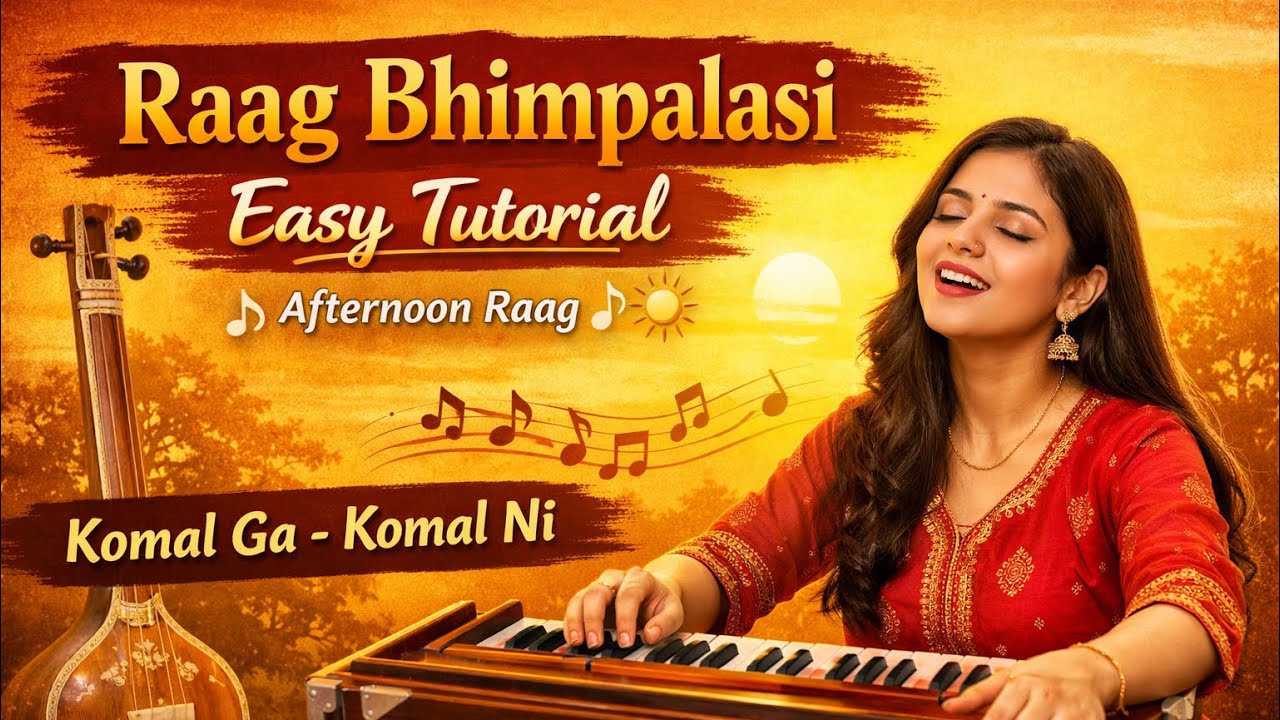 Raag Bhimpalasi easy tutorial || harmonium notation || tutorial 