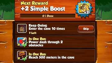 Banana Kong_In One Run_Reach 500 metters in the cave-Power dash through 2 obstacles