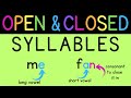Open Closed Syllables