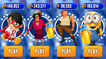 Temple Run 2 vs Tag With Ryan vs Scary Teacher 3D Run vs Minion Rush - Gameplay (Android,Ios)