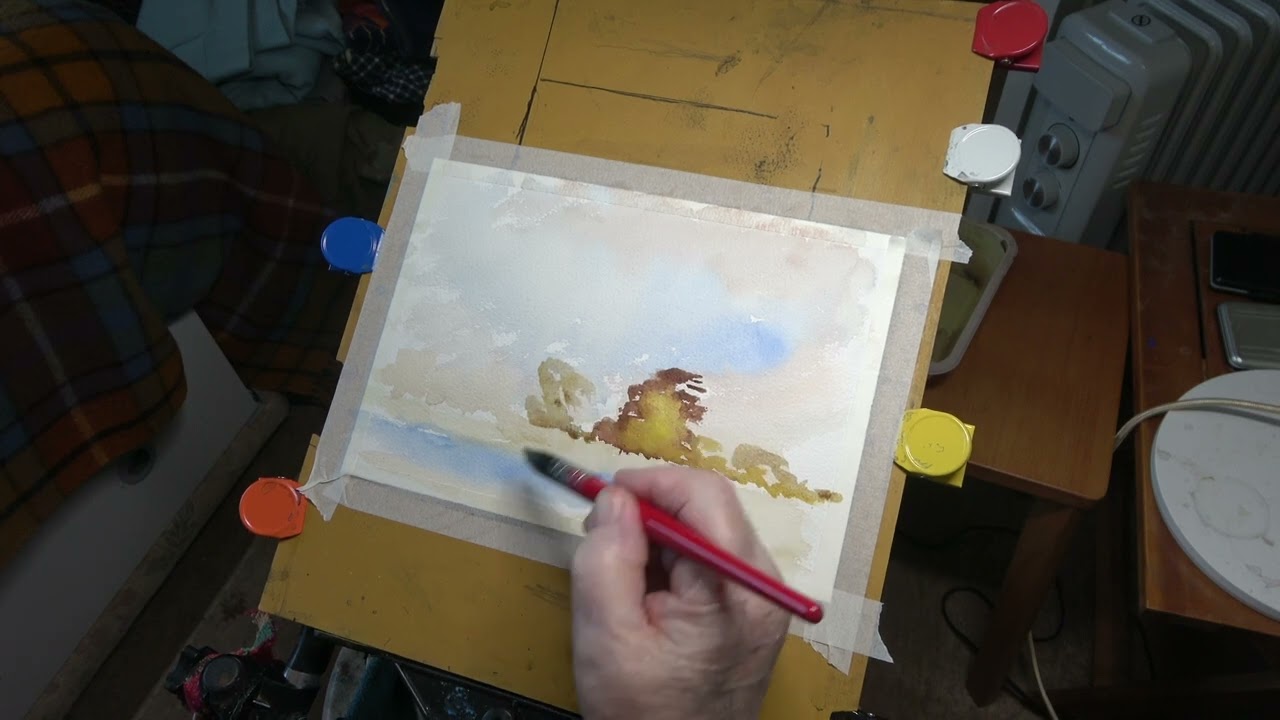 Watercoloring.     landscapes for beginners