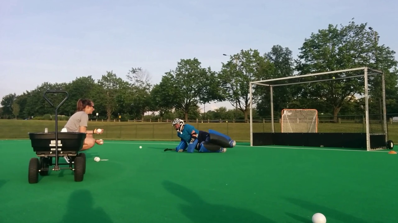 Field hockey goalie beginner dive drill YouTube