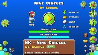 Full MY 100TH DEMON!! Nine Circles by Zobros!! (All Coins) | Geometry Dash News