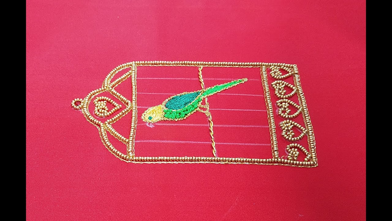 Bird cage motif in tamil/ parrot cage using aari embroidery YouTube