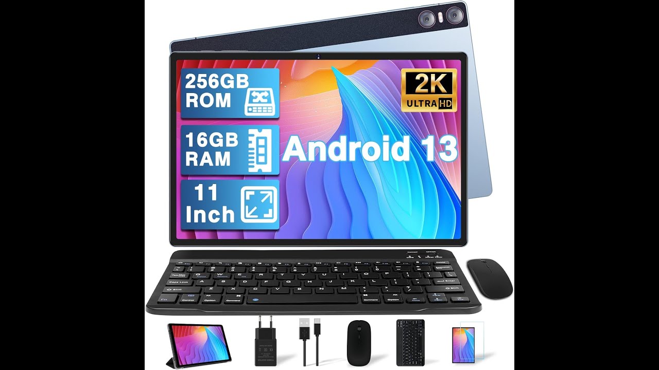 YESTEL Tablet 11 Pulgadas Android 13 Tablet PC Pantalla 2K con 16GB RAM  256GB ROM 1TB TF, 8600 mAh 