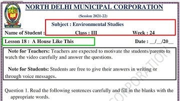 Class 3 EVS (15/12/21) Week 24 A House Like This @KNOWLEDGEKINGDOMsolution Class 3 Paryavaran Adhyayan