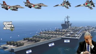 Israeli Navy Aircraft Carrier Badly Destroyed by Palestinian Fighter Jets in Jerusalem Sea - GTA 5