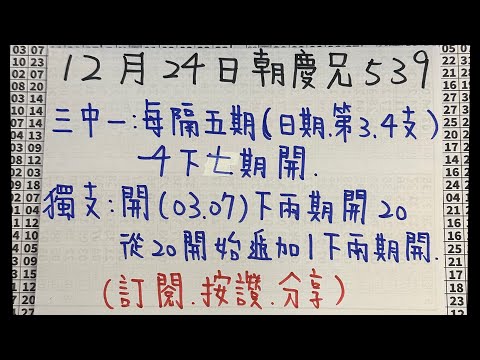 12/24朝慶兄539🧧平安夜快樂🎄恭喜🎉上期三中一27！記得訂閱追蹤朝慶兄🔔