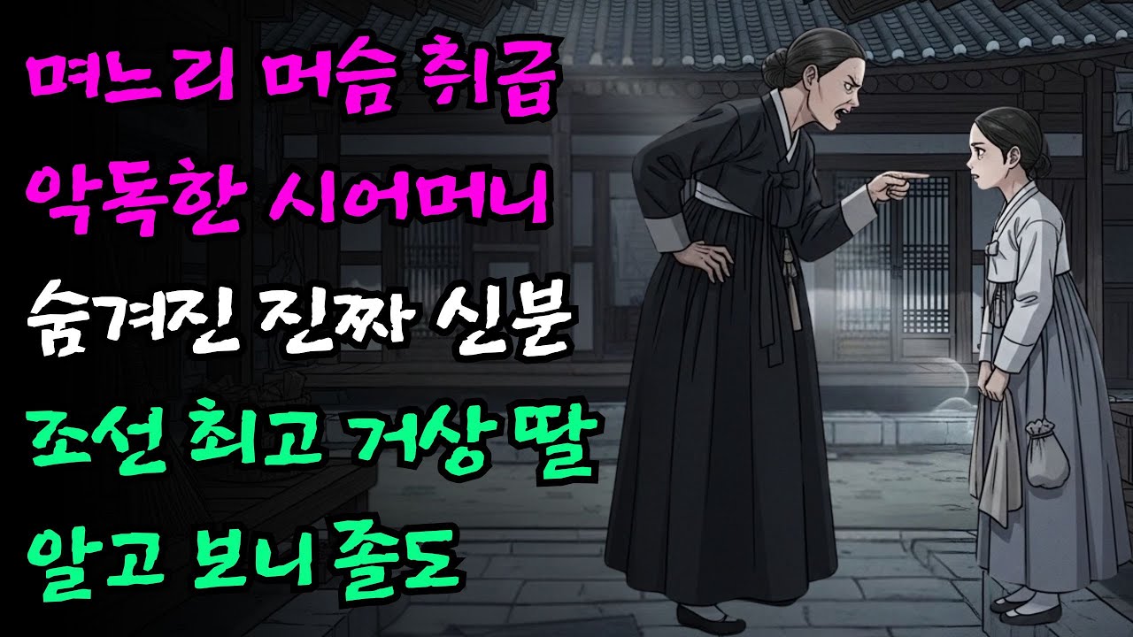 며느리를 머슴처럼 부려먹던 악독한 시어머니, 알고 보니 며느리가 조선 최고 거상의 무남독녀임에 졸도 | 야담 옛날이야기 민담 설화 전설 오디오북
