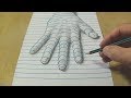 New Perspective - Drawing a Hand on Line Paper - Trick Art with Graphite Pencil