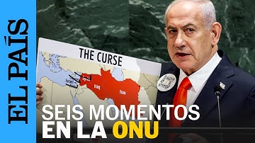 NETANYAHU ONU: altavoces hacia GAZA, juegos sorpresas y sillas vacías: 6 momentos de su intervención