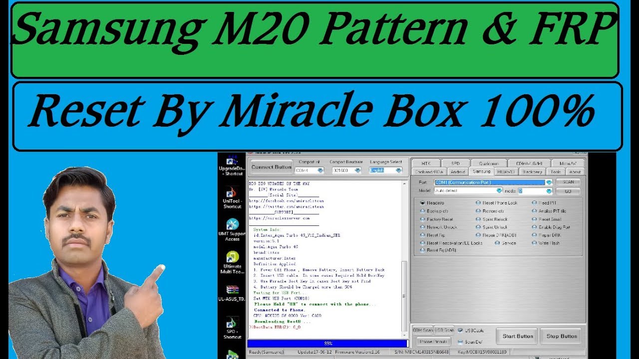 Samsung M20 Frp Reset By Miracle Box Youtube