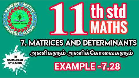 11th maths|chapter7|Matrices and Determinants|Example 7.28