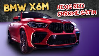 BMW X6M Red Chrome Satin Hexis. Полная оклейка кузова | студия оклейки WrapTeam