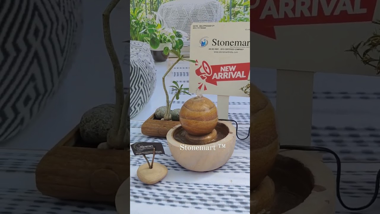 SMALL RAINBOW SANDSTONE SPHERE FOUNTAIN FOR TABLE TOP FOR HOME 