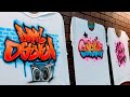 Live graffiti painting on airbrush t shirts  91420