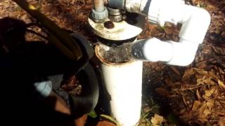 How to chlorinate a 4 inch well with submersible pump. using water
holding tank backwash the casing. chlorination of without pulling
pum...