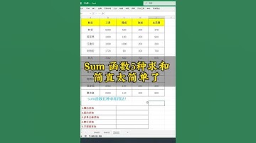 Sum函数的5种求和方式 #excel技巧 #0基础教学 #office办公技巧 #办公软件技巧 #办公技能