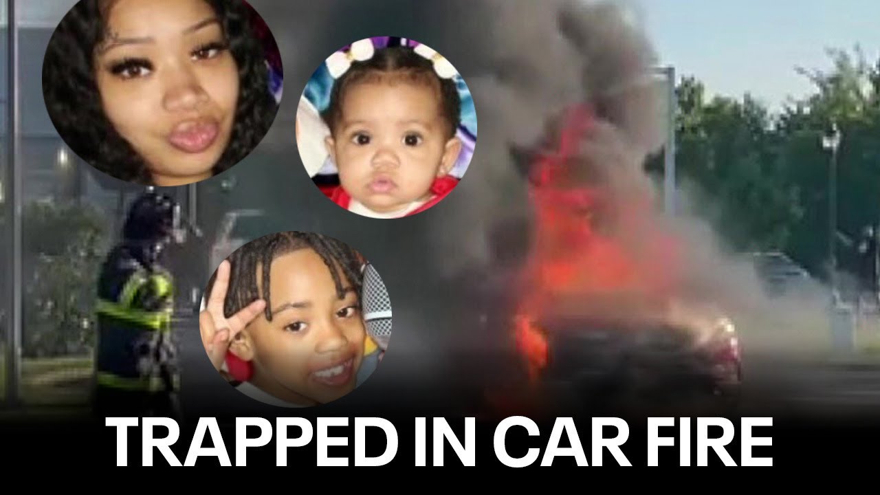 2 children, mother trapped in car fire suffer extensive burns - YouTube