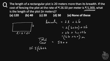 The length of a rectangular plot is 20 meters more than its breadth  If the cost of fencing the plot