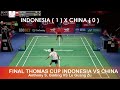 Final Thomas Cup 2021 - Indonesia X China!!  Anthony Sinisuka Ginting vs Lu Guang Zu ||