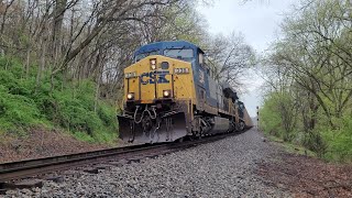 CSX E725 crosses Morgan Road with a YN2 AC44 leader and GBRX 5 bay coal hoppers (4k UHD)