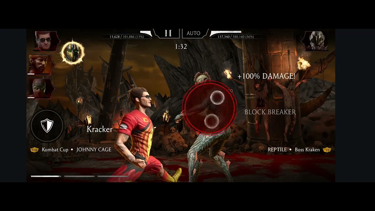 MK Mobile Black Dragon Tower Boss Battle level 50 against Boss Kraken Reptile