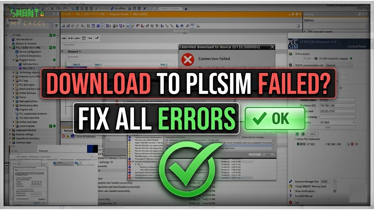 TIA Portal Download to Virtual PLC Failed? Fix All Errors - YouTube