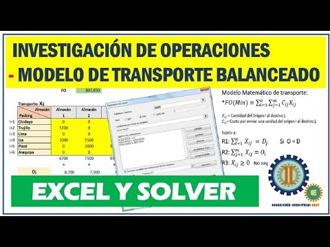 Modelo de Transporte Balanceado con EXCEL y SOLVER Investigación de  Operaciones Programación Lineal - YouTube