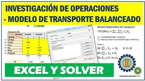 Modelo de Transporte Balanceado con EXCEL y SOLVER Investigación de Operaciones Programación Lineal