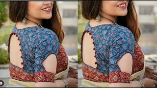 New Kalamkari Blouse designs 22-2023.Cotton saree blouse designs.Ajrakh print blouse designs22-23