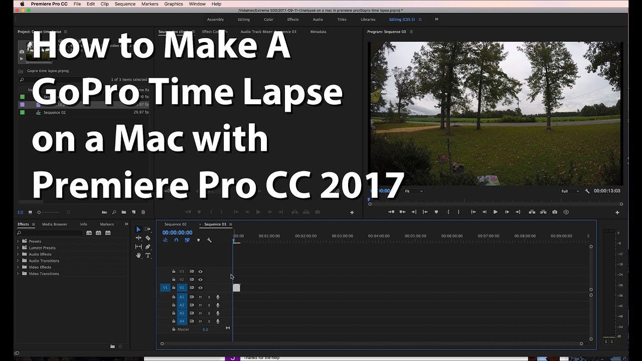 How to Make a GoPro Photo Time Lapse Adobe Premiere Pro 2017 on a Mac ...