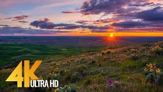 4K Sunset at Steptoe Bute State Park - UHD Relax Video - 1 HR Nature Sounds