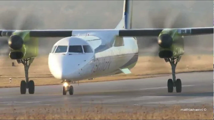 SkyWork Airlines DASH-8 Q400 Take Off at Airport Bern-Belp
