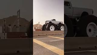 Giant pick up truck in UAE shorts