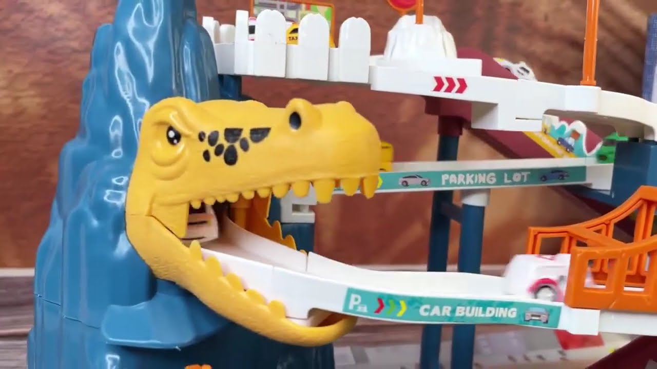 Boys Dinosaur Race Track Playset -Dinosaur Rolling Hill Car Track Cars Toys Track Mini Cars For Kids