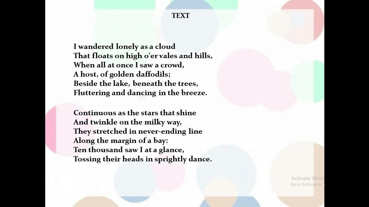 Brief Summary of Daffodils in tamil tamil education literature 