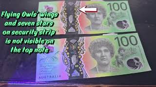 Security features of 100 Australian note
