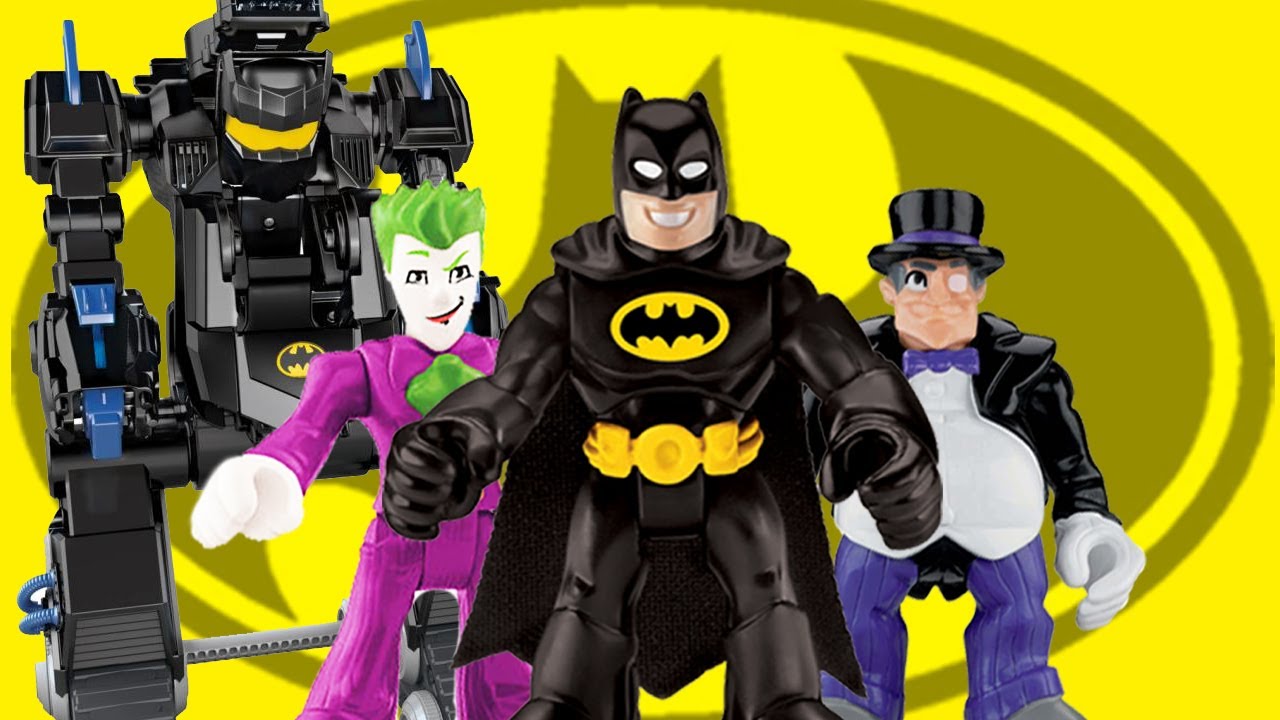 Joker & penguin steal Batman Batbot new imaginext toys