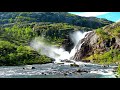 Relax in 5 Minutes with Calming waterfall and mountain river flowing sounds. White noise.