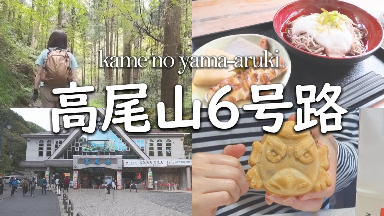 【50代 登山 vlog】高尾山６号路,紅葉,登山,ハイキング,５号路,高尾山観光,高尾山グルメ,琵琶滝,沢登り,富士山,やまびこ茶屋,お蕎麦,３号路,天狗焼,薬王院,福徳弁財天,リフト,スイーツ