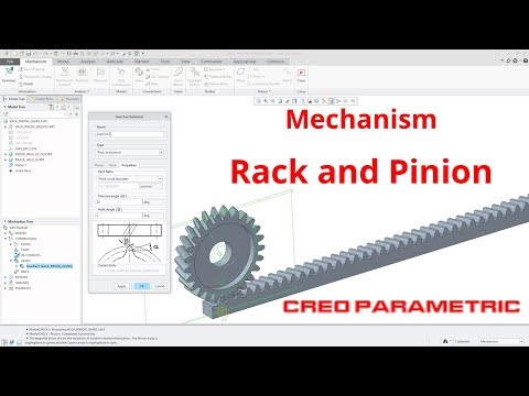 Creo Parametric - Mechanisms - Rack and Pinion Gear Connection