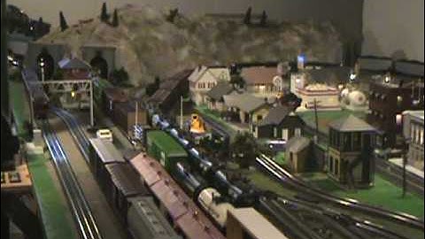 MTH O scale trains  DCS system. Norfolk Southern & BNSF at work.