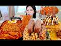 ASMR MUKBANG Spicy Tteokbokki With Ramen Whole Mozzarella Cheese Hot Dog Takoyaki 